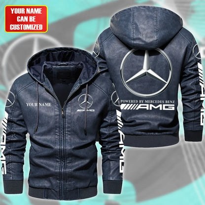 Merc AMG Hooded Varsity Leather Jacket