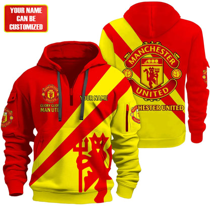 Personalized Manchester United 3D Zip-Hoodie Cotton Jacket