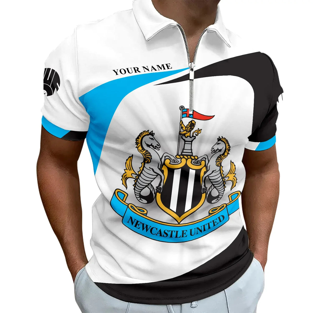 Personalized Newcastle United 3D Full Printing Set , Newcastle United Shirt , Zipper Polo, Hoodie , Short , Polo ,hawaii
