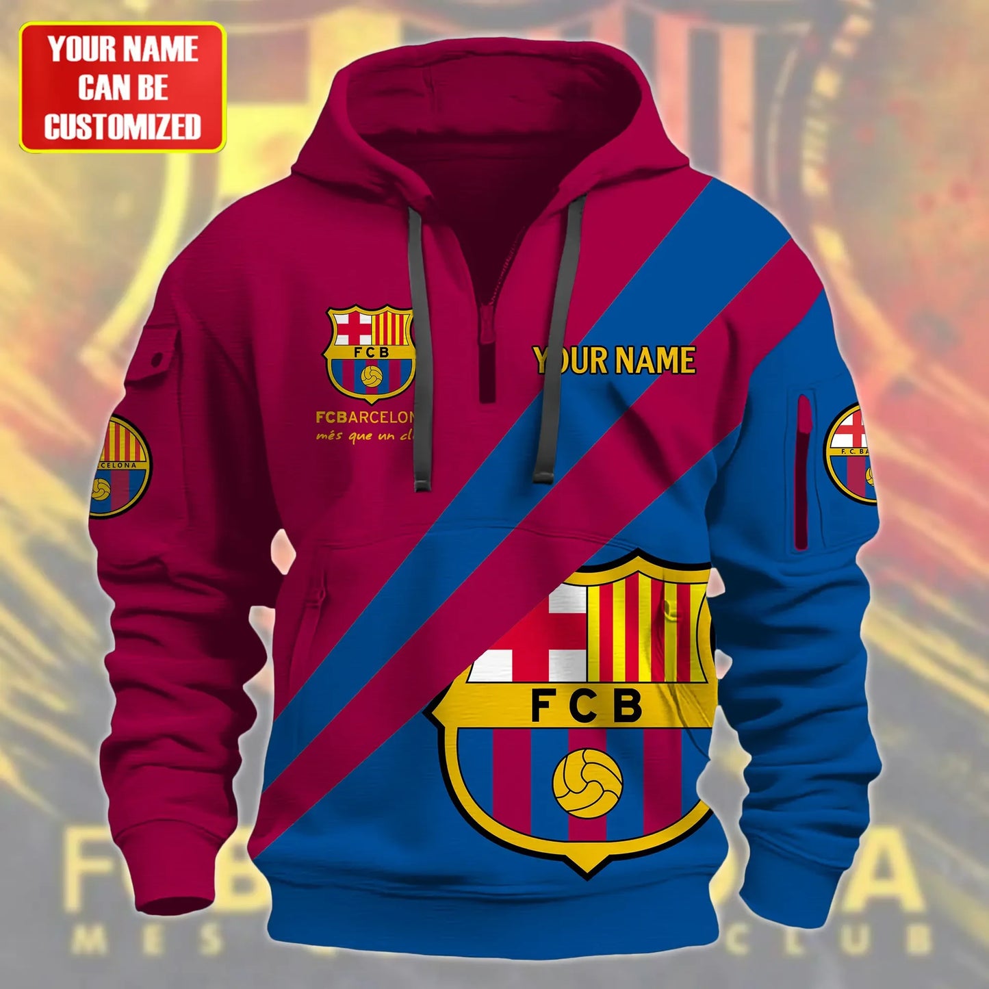 Personalized Barcelona V2 3D Zip-Hoodie Cotton Jacket