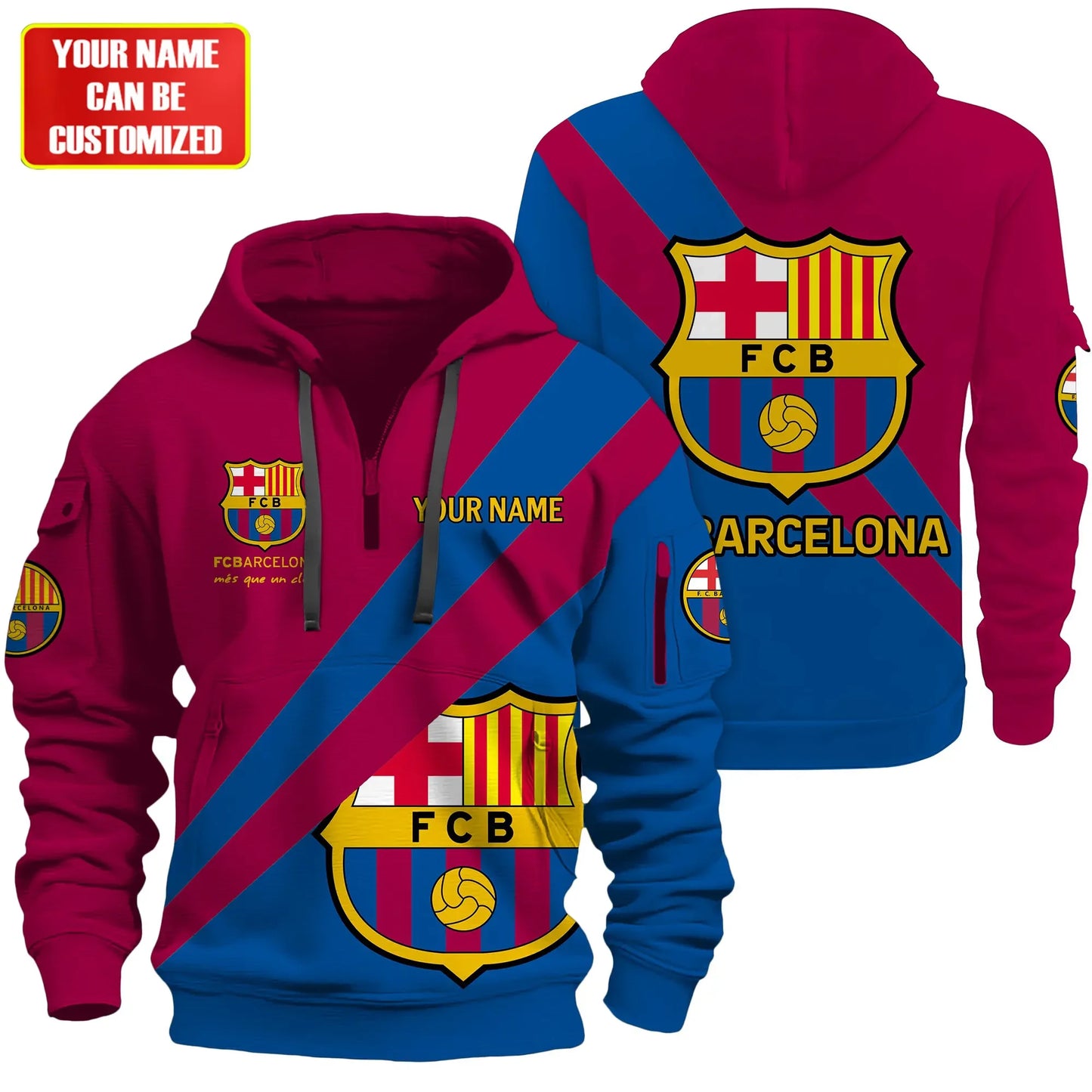 Personalized Barcelona V2 3D Zip-Hoodie Cotton Jacket
