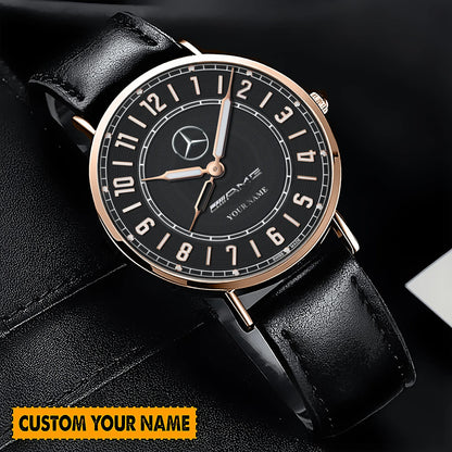Personalized Merc AMG Luxury Quartz Leather Watch