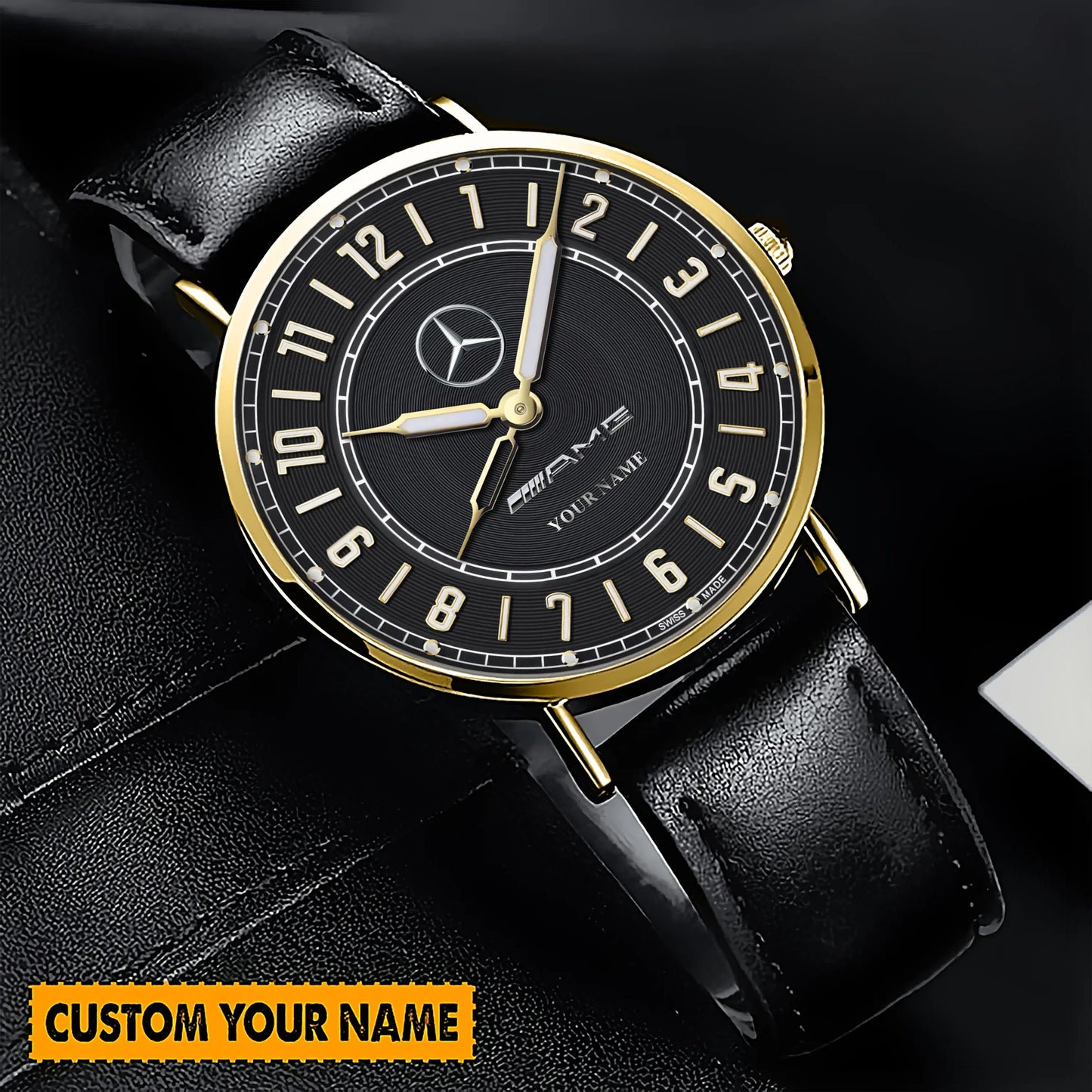 Personalized Merc AMG Luxury Quartz Leather Watch