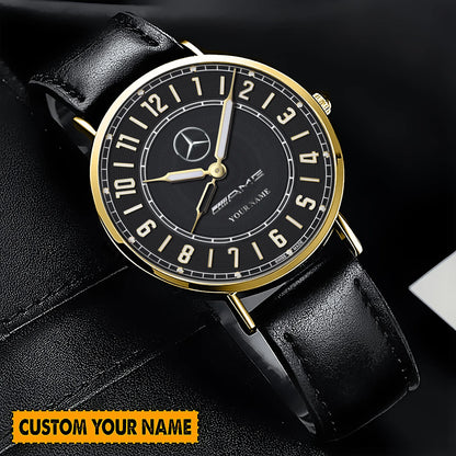 Personalized Merc AMG Luxury Quartz Leather Watch