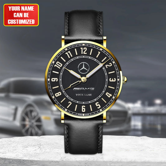 Personalized Merc AMG Luxury Quartz Leather Watch