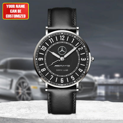 Personalized Merc AMG Luxury Quartz Leather Watch