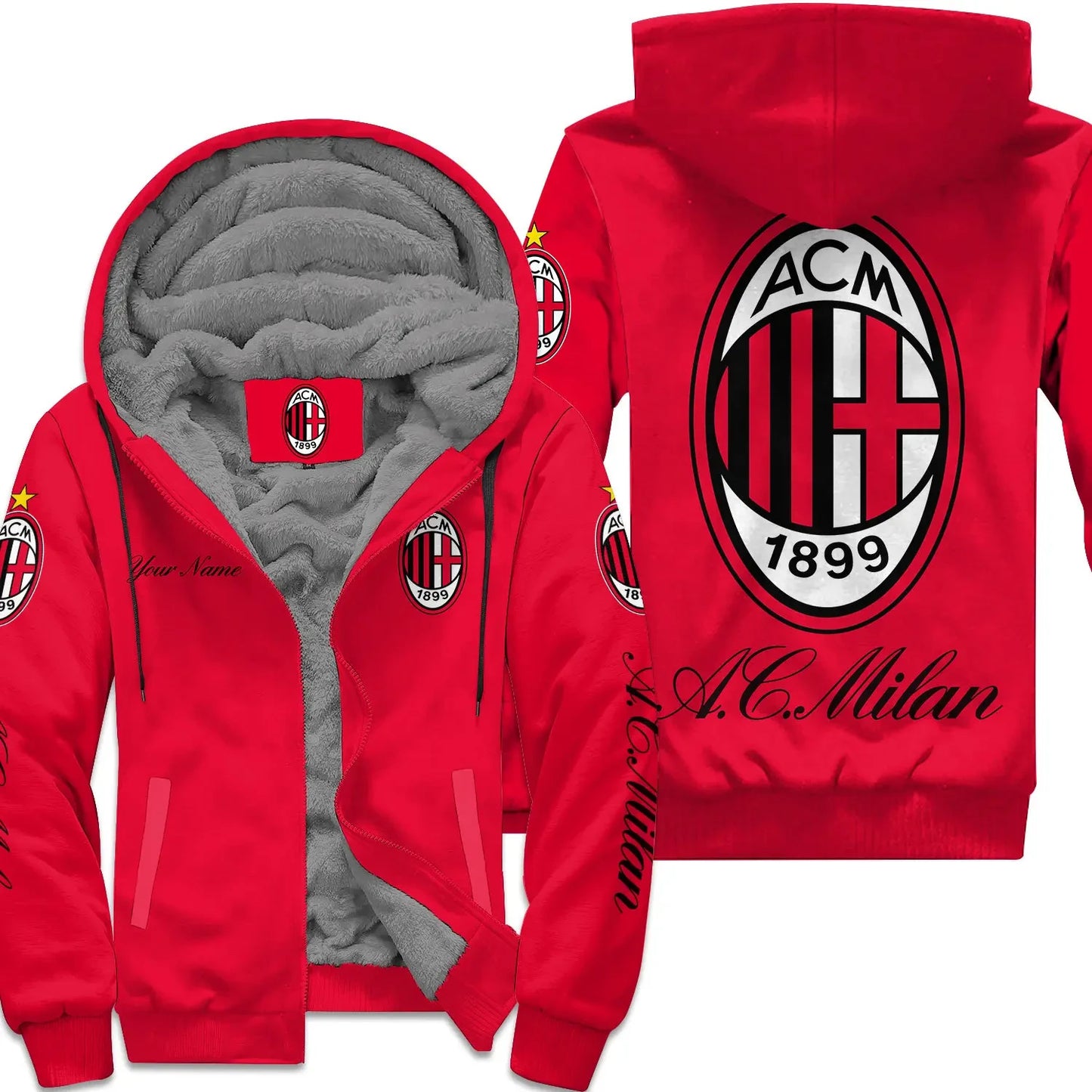Personalized AC Milan Fleece 3D All Over Printed Unisex Shirt