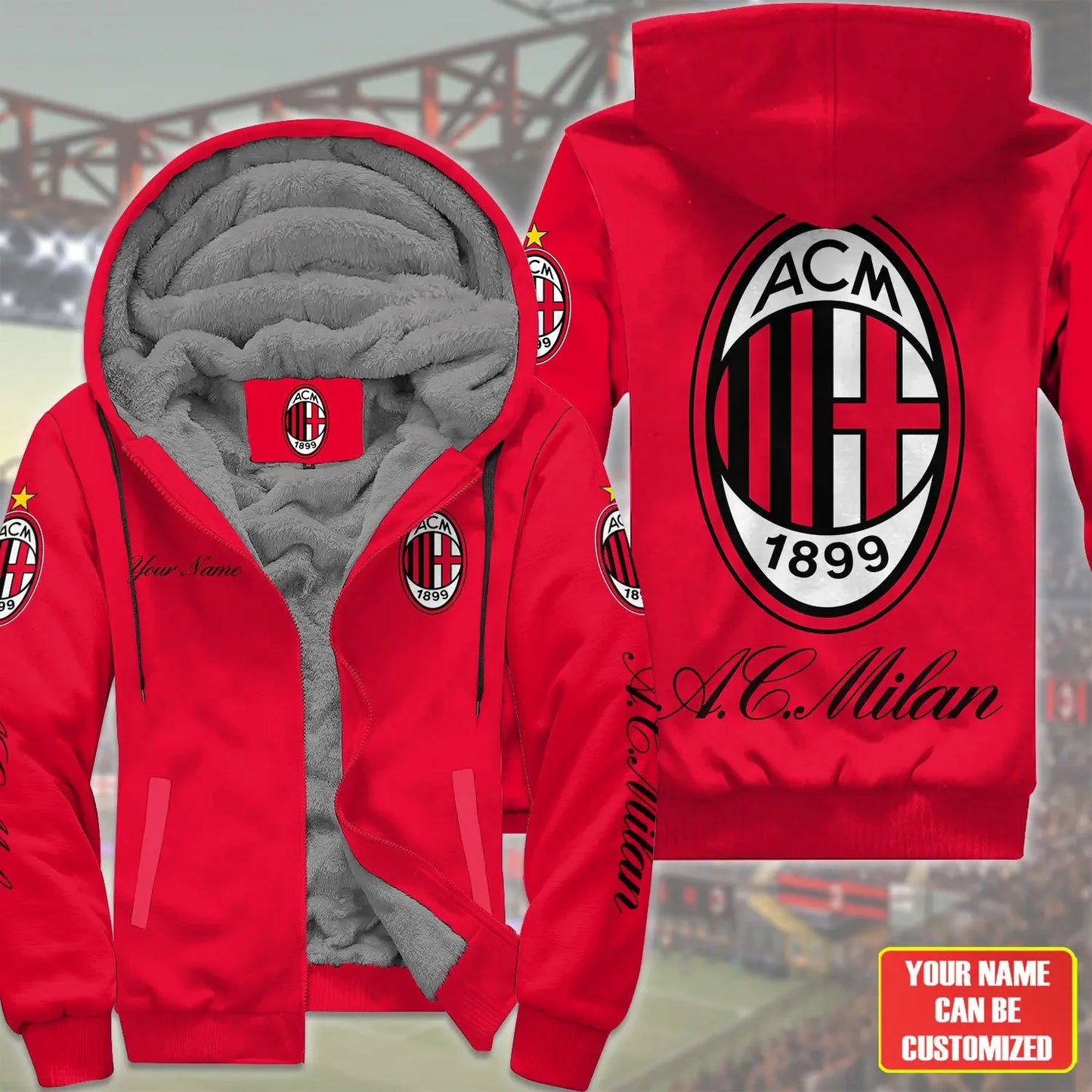 Personalized AC Milan Fleece 3D All Over Printed Unisex Shirt