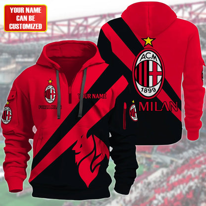 Personalized AC Milan 3D Zip-Hoodie Cotton Jacket