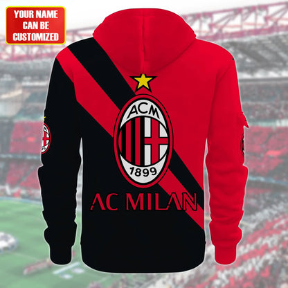 Personalized AC Milan 3D Zip-Hoodie Cotton Jacket