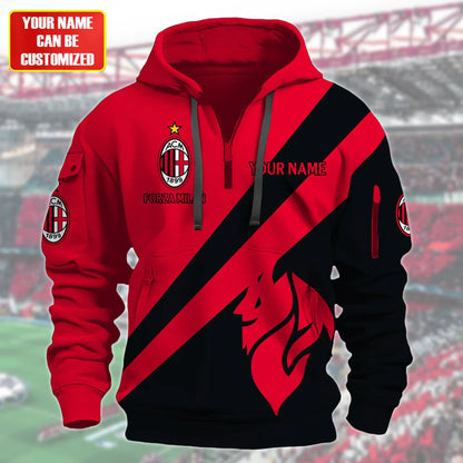 Personalized AC Milan 3D Zip-Hoodie Cotton Jacket