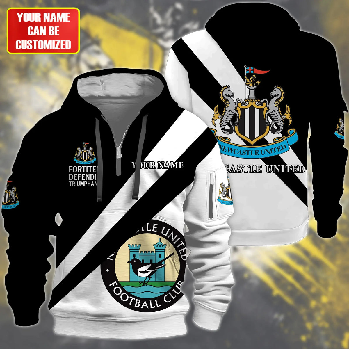 Personalized Newcastle United 3D Zip-Hoodie Cotton Jacket
