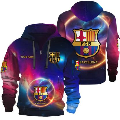 Personalized Barça Galaxy 3D Zip-Hoodie Cotton Jacket