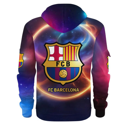 Personalized Barça Galaxy 3D Zip-Hoodie Cotton Jacket