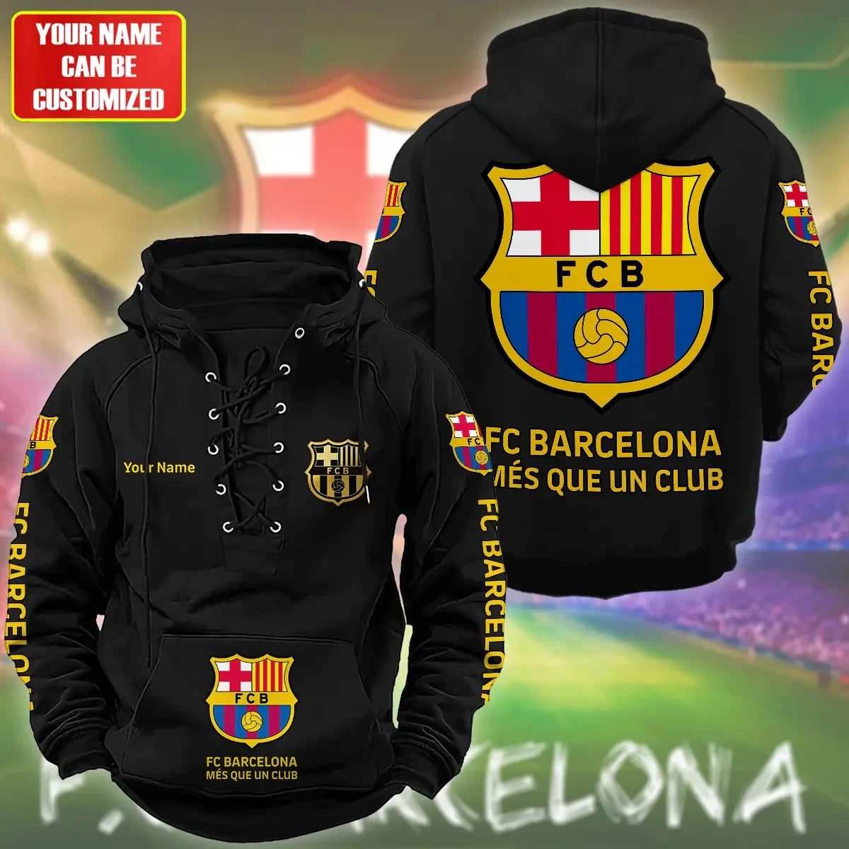 Personalized Barça Lace-up Cotton Hoodie