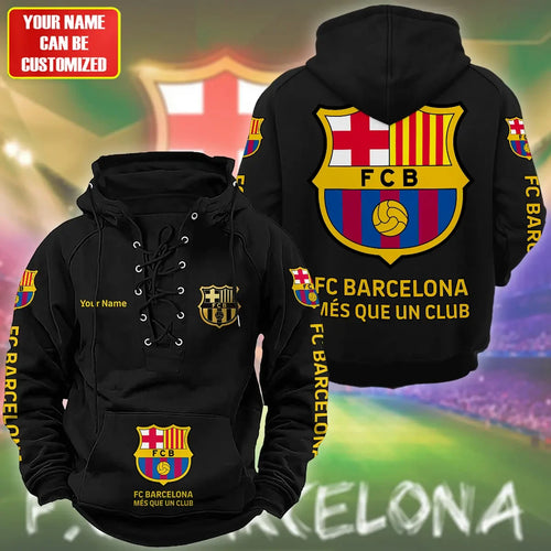 Personalized Barça Lace-up Cotton Hoodie