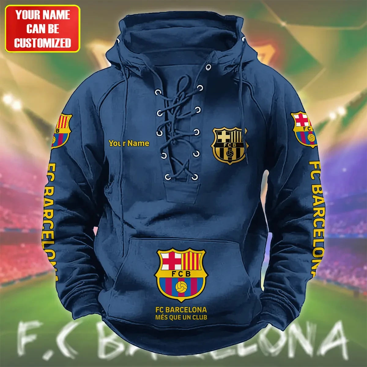 Personalized Barça Lace-up Cotton Hoodie