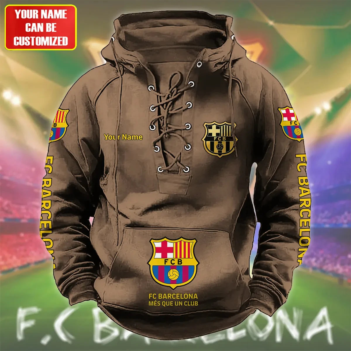 Personalized Barça Lace-up Cotton Hoodie