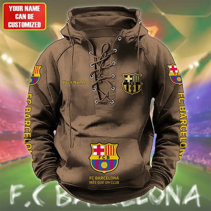 Personalized Barça Lace-up Cotton Hoodie