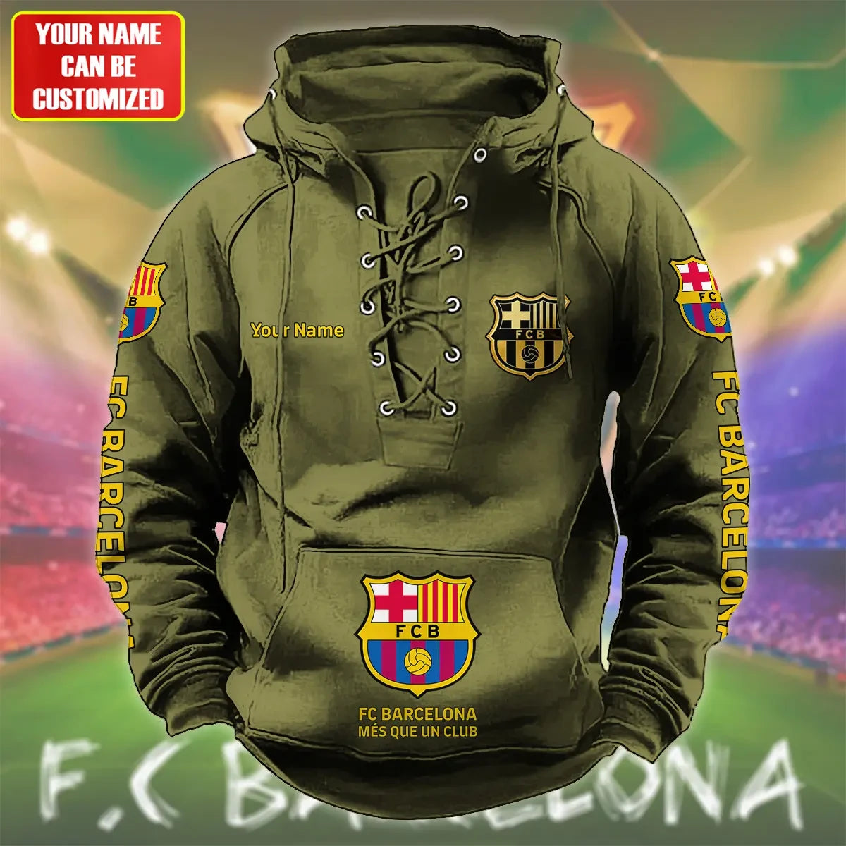 Personalized Barça Lace-up Cotton Hoodie