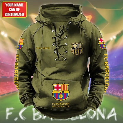 Personalized Barça Lace-up Cotton Hoodie