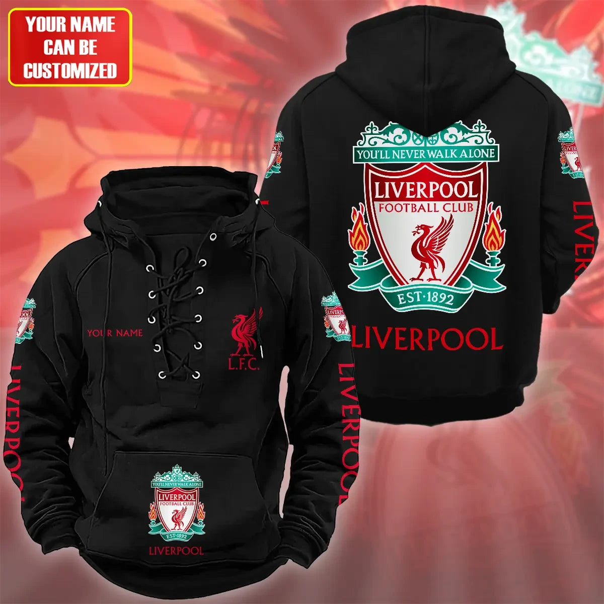 Personalized Liverpool Lace-up Cotton Hoodie