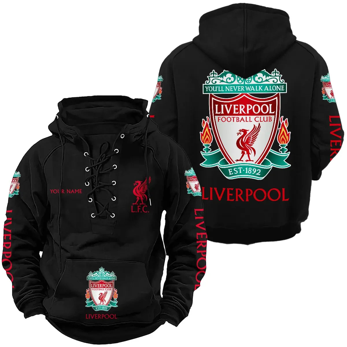 Personalized Liverpool Lace-up Cotton Hoodie