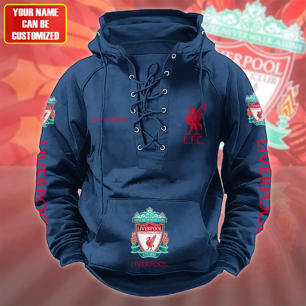 Personalized Liverpool Lace-up Cotton Hoodie