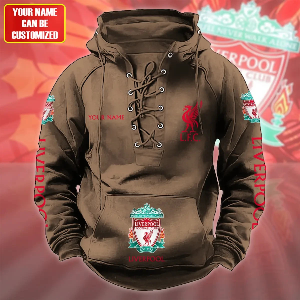 Personalized Liverpool Lace-up Cotton Hoodie