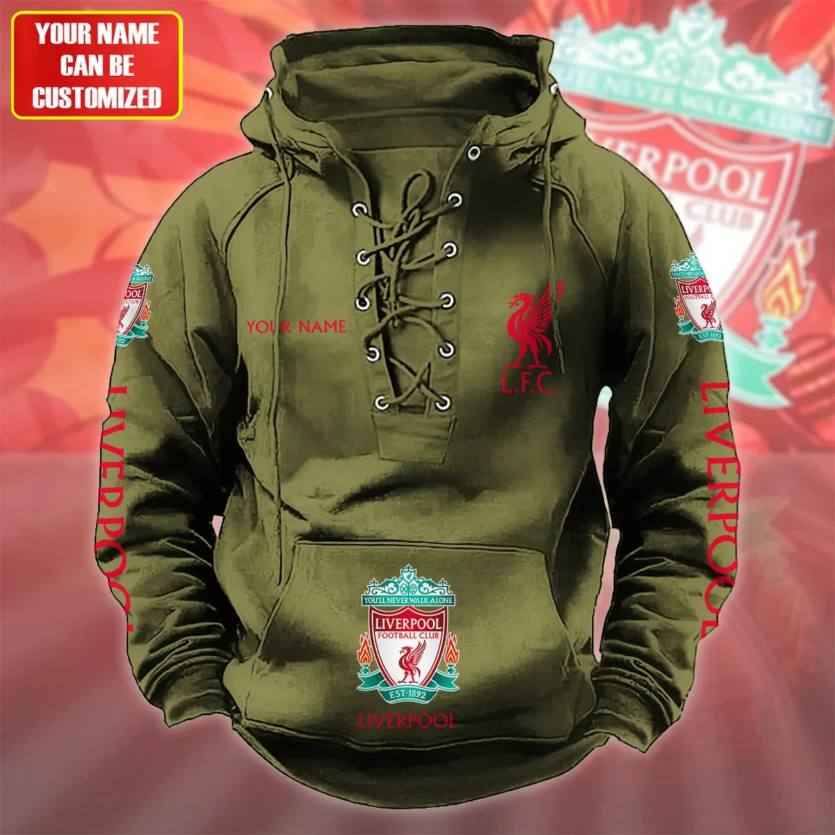 Personalized Liverpool Lace-up Cotton Hoodie