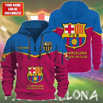 Personalized Barça Q2 3D Zip-Hoodie Cotton Jacket