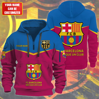 Personalized Barça Q2 3D Zip-Hoodie Cotton Jacket