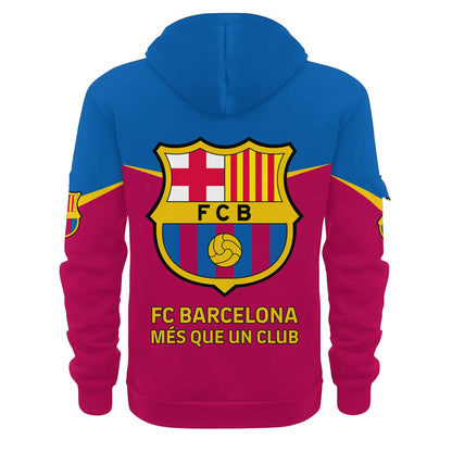 Personalized Barça Q2 3D Zip-Hoodie Cotton Jacket