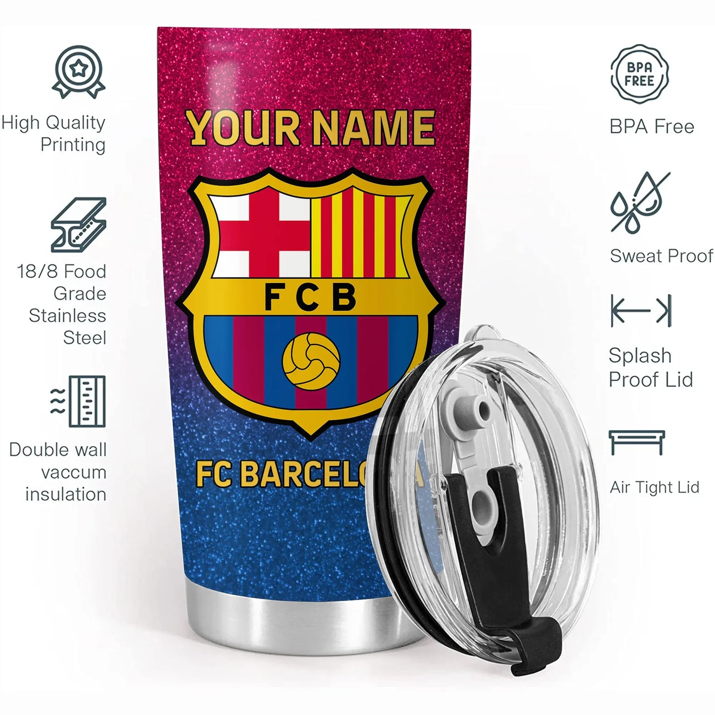 Personalized Barca Stainless Tumbler 20oz 30oz Cup