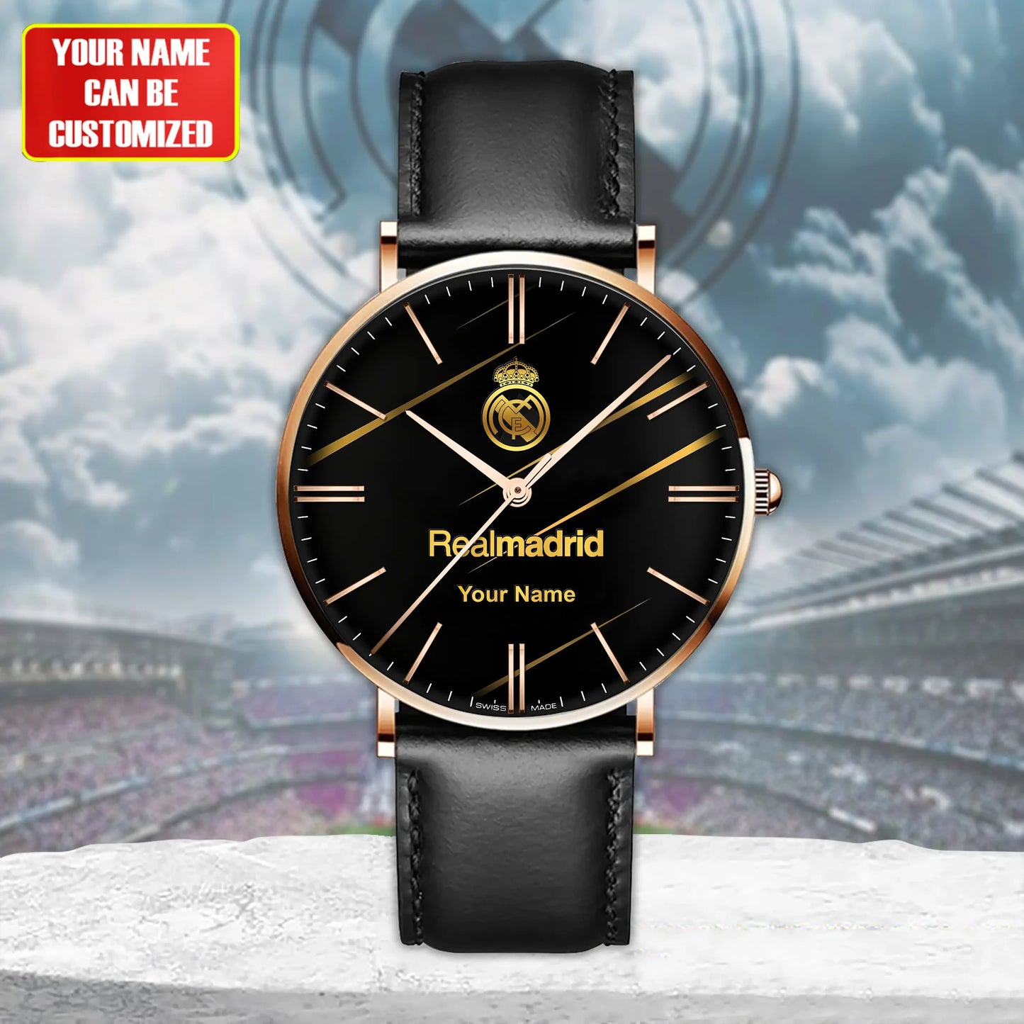 Personalized Real Madrid Luxury Quartz Leather Watch