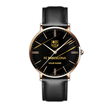 Personalized Barça Luxury Quartz Leather Watch
