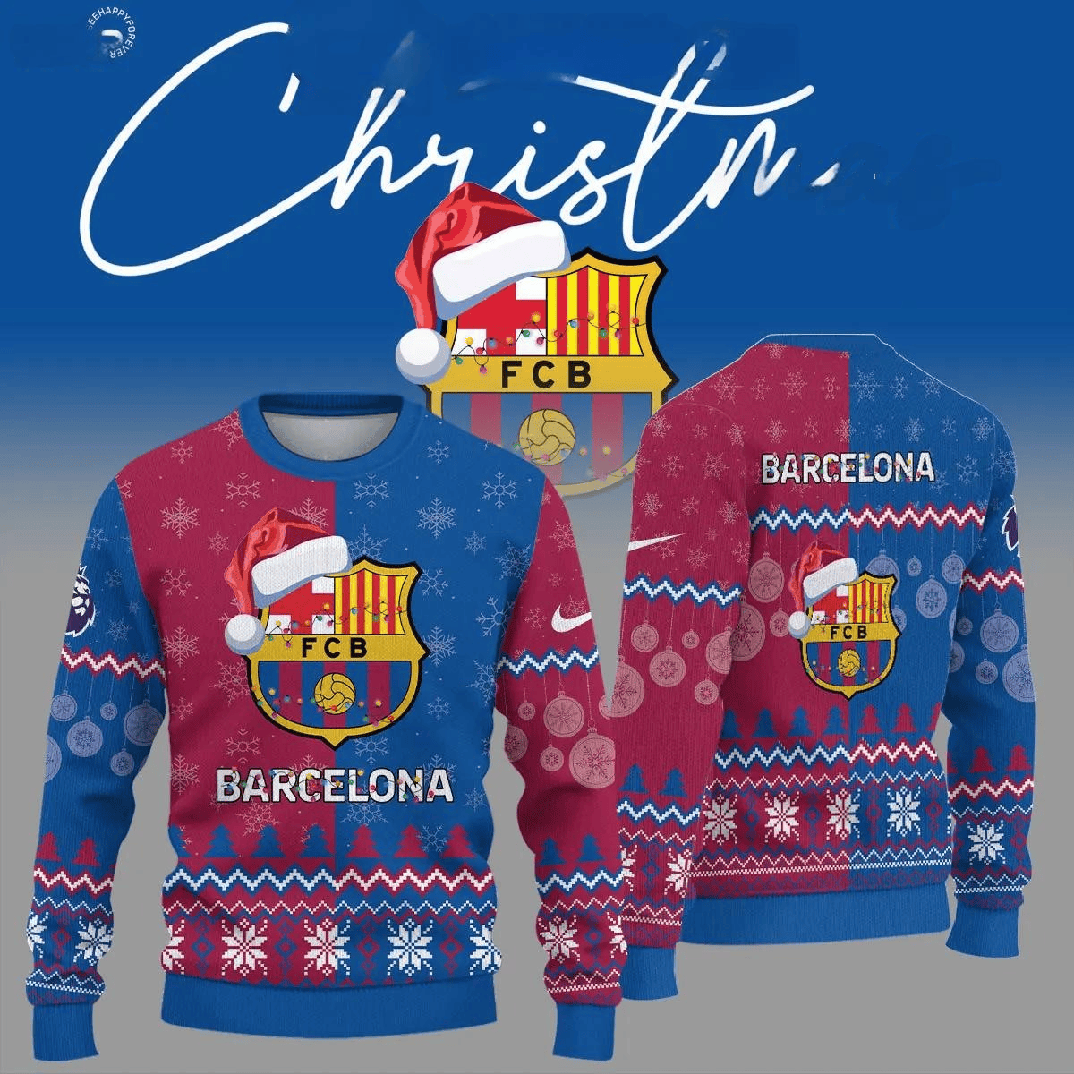 Barça Q10 Ugly Christmas Sweater , Unisex Wool Sweater