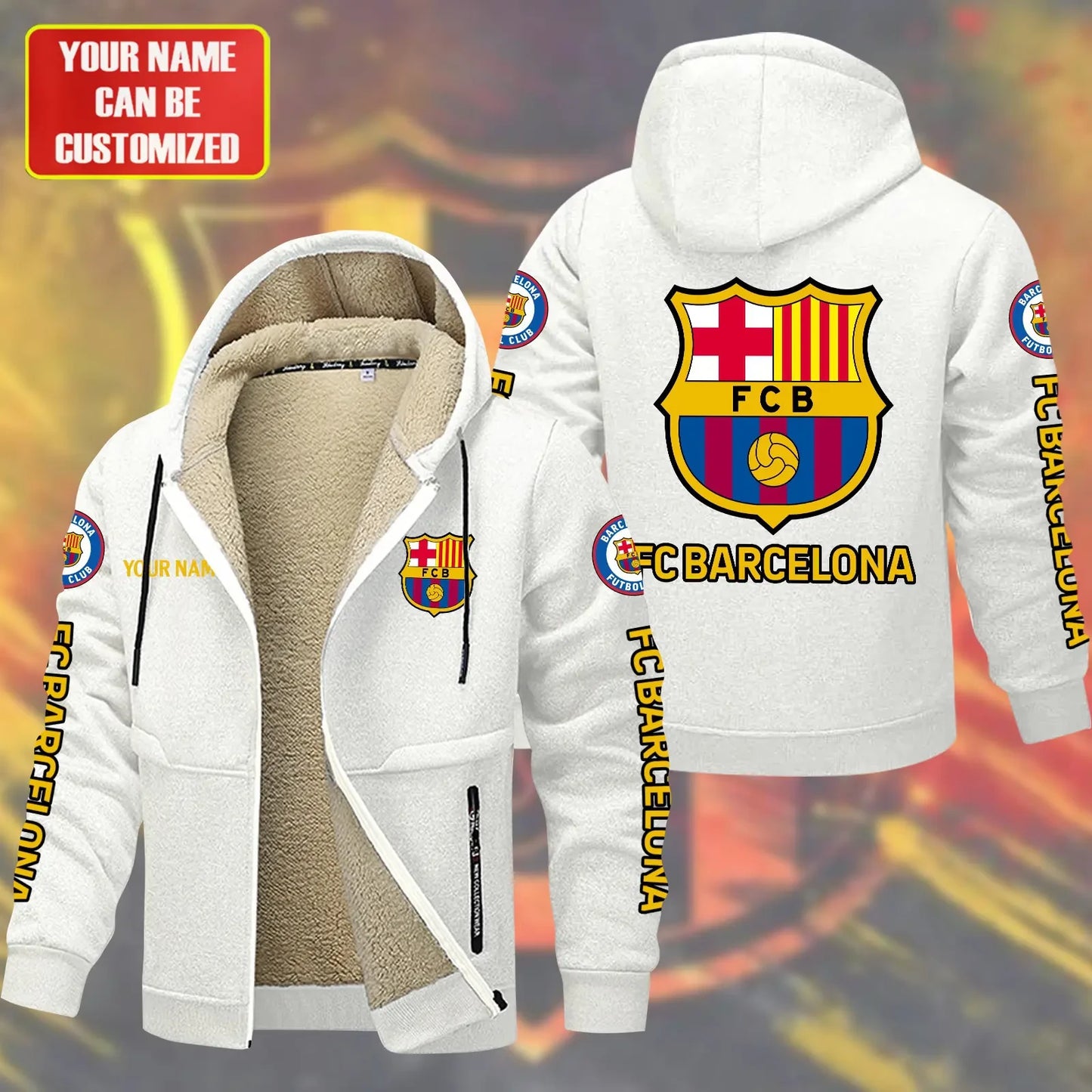 Personalized Barcelona Fleece 3D Unisex Hooded Jacket