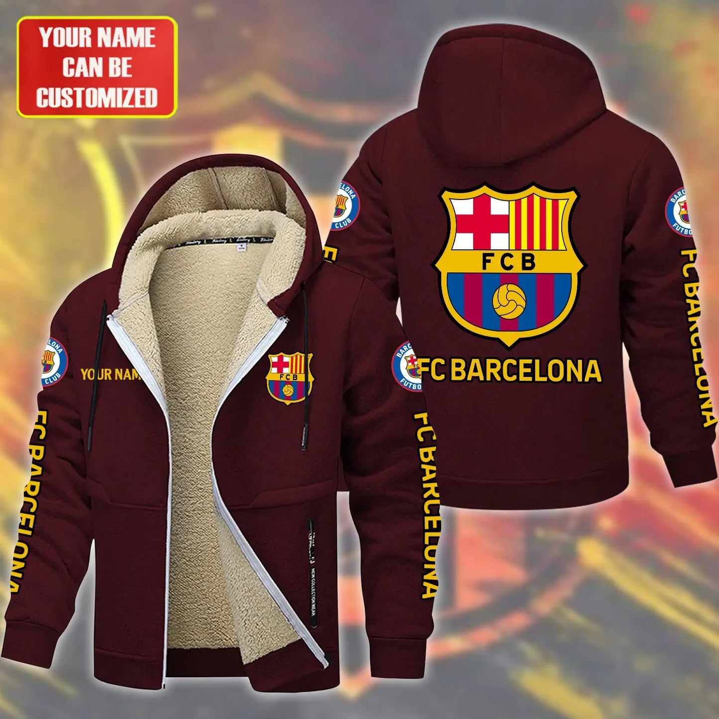 Personalized Barcelona Fleece 3D Unisex Hooded Jacket