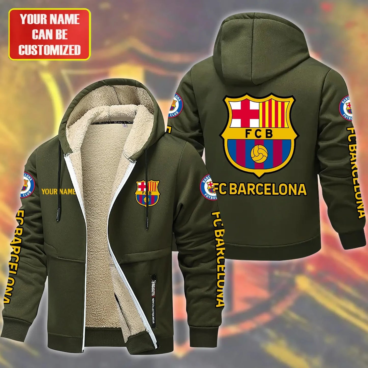 Personalized Barcelona Fleece 3D Unisex Hooded Jacket