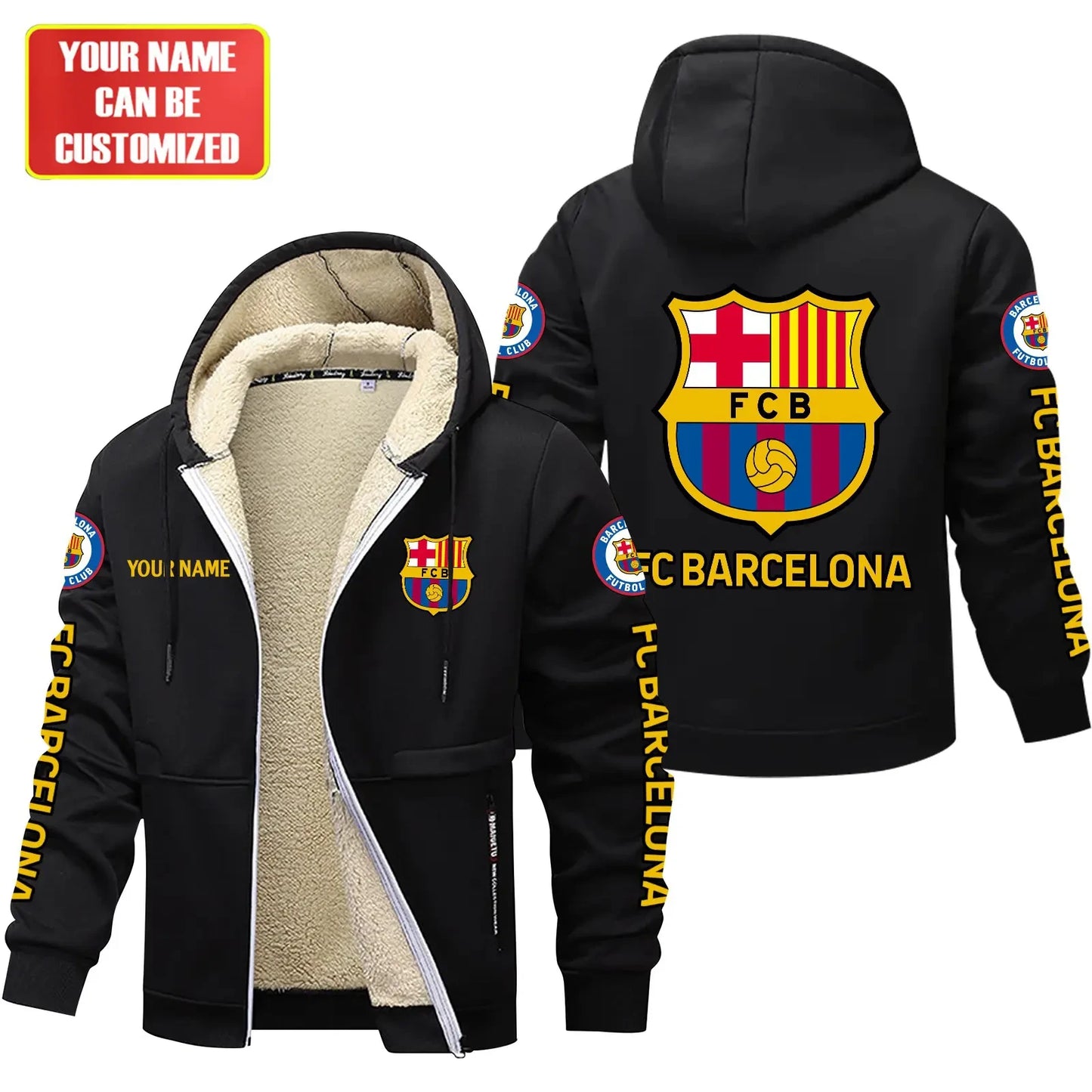 Personalized Barcelona Fleece 3D Unisex Hooded Jacket