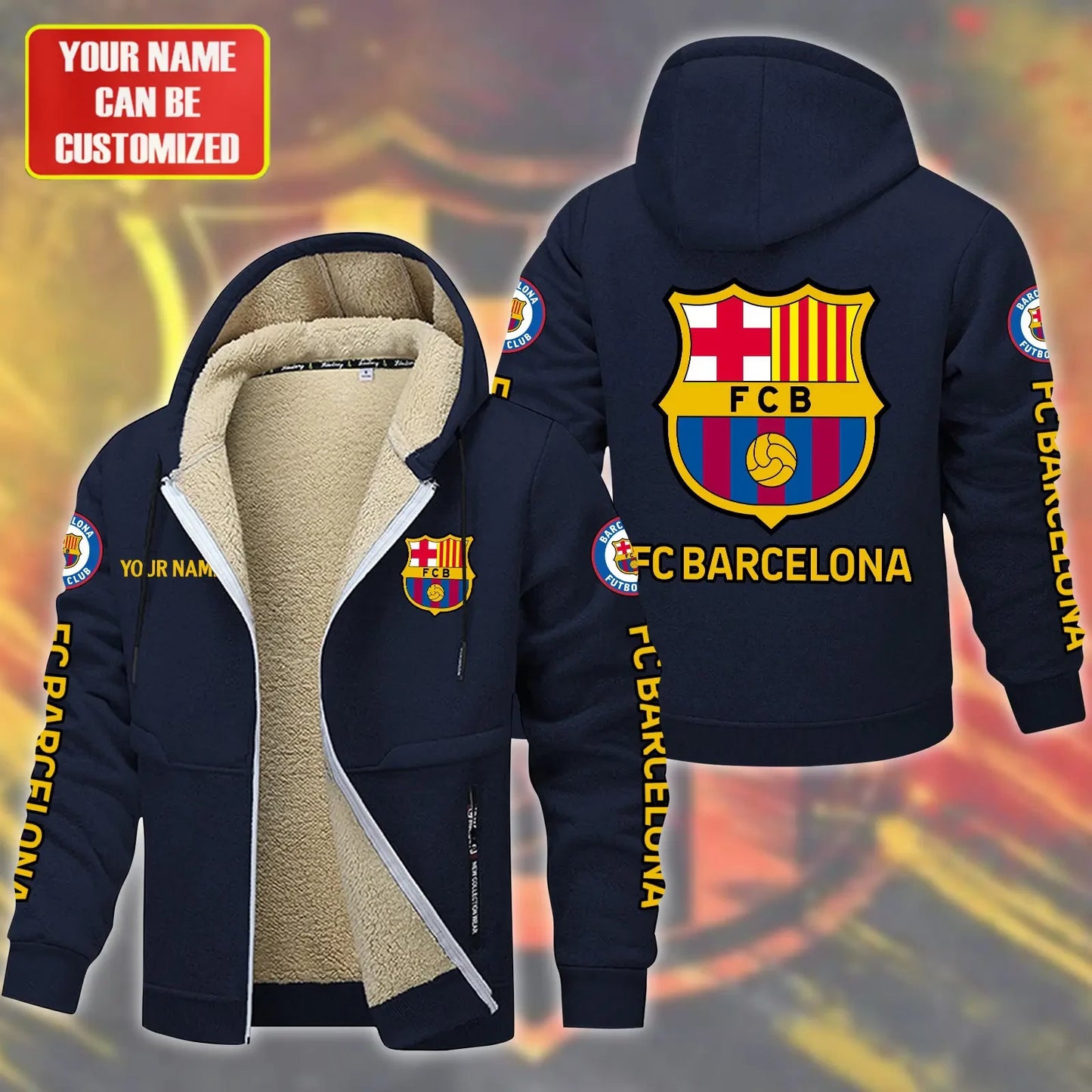 Personalized Barcelona Fleece 3D Unisex Hooded Jacket