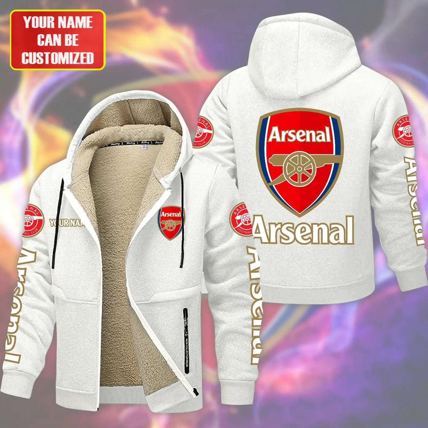 Personalized Arsenal Fleece 3D Unisex Hooded Jacket