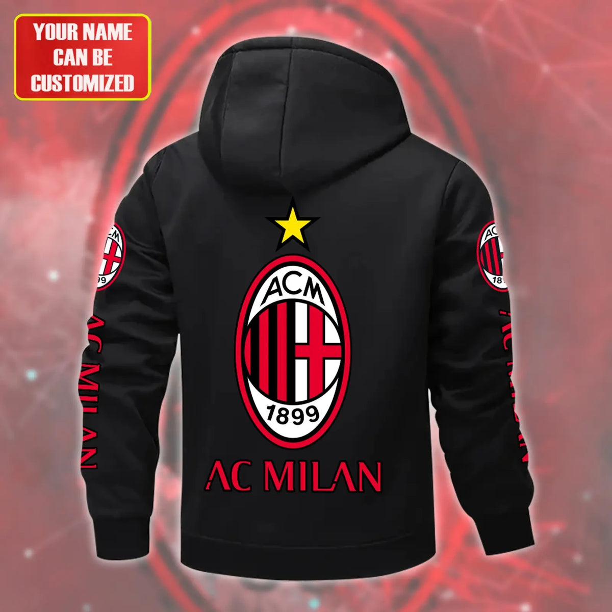 Personalized AC Milan Fleece 3D Unisex Hooded Jacket