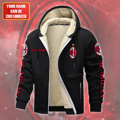 Personalized AC Milan Fleece 3D Unisex Hooded Jacket