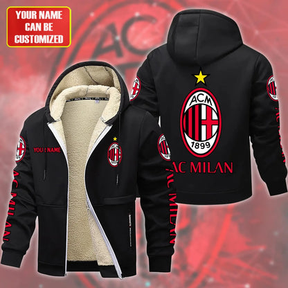 Personalized AC Milan Fleece 3D Unisex Hooded Jacket