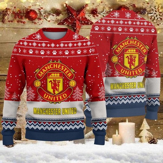 Manchester United Q5 Ugly Christmas Sweater , Unisex Wool Sweater