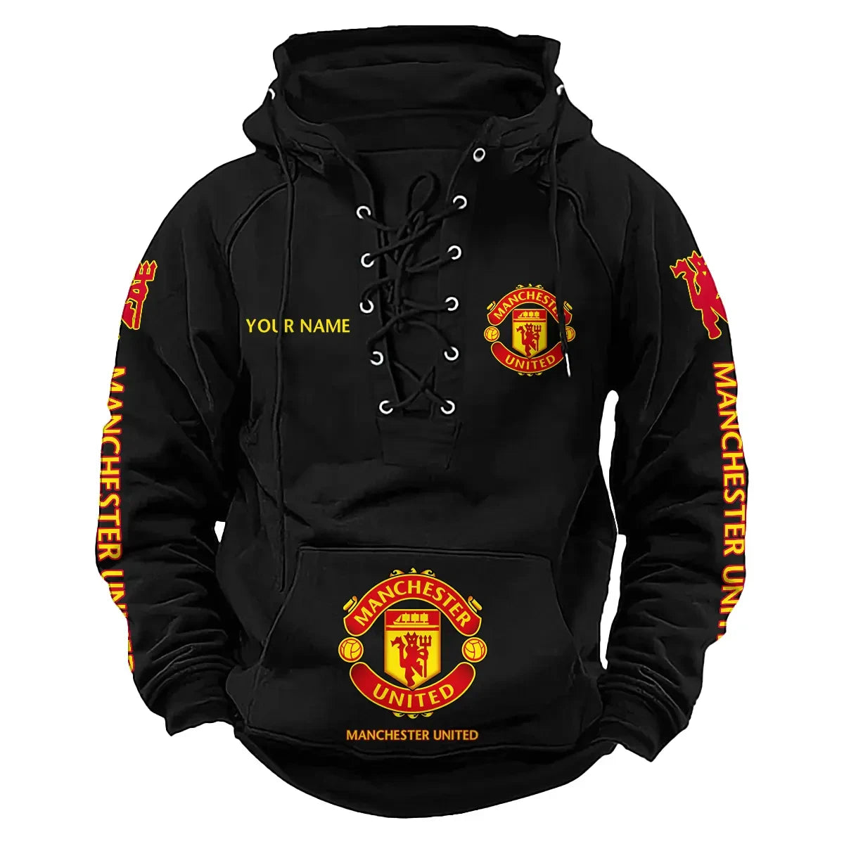 Personalized Manchester United Lace-up Cotton Hoodie