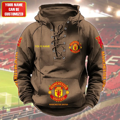 Personalized Manchester United Lace-up Cotton Hoodie