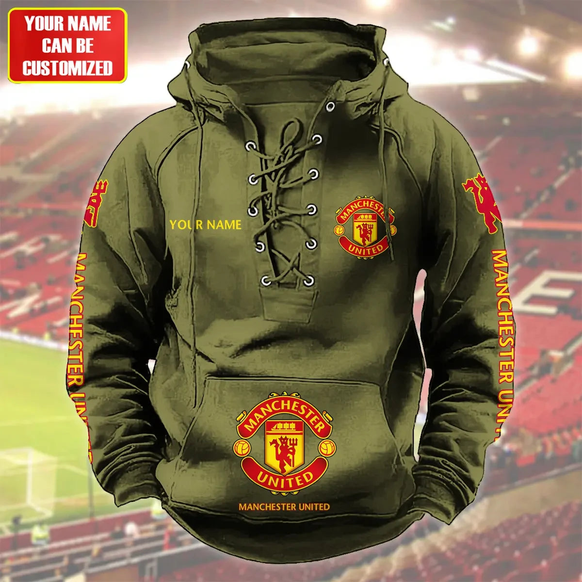 Personalized Manchester United Lace-up Cotton Hoodie